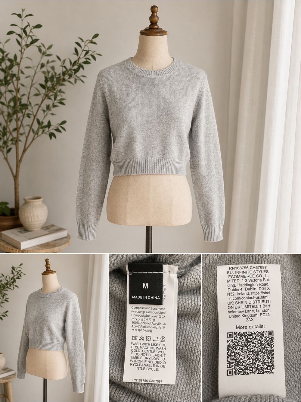 Uniqlo Heather Light Gray Crewneck Cropped Sweater - Women's